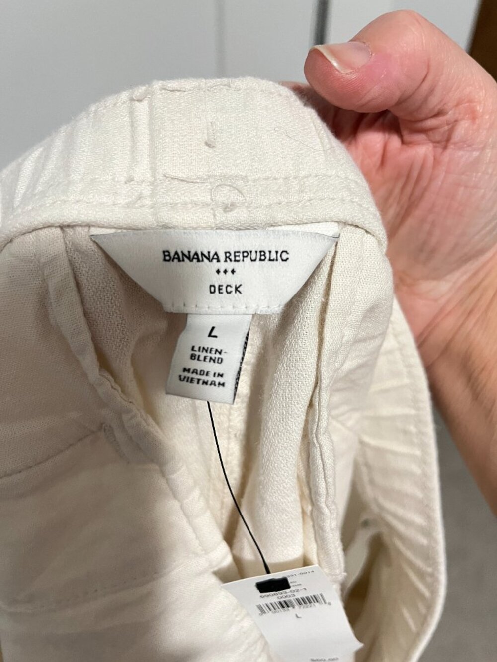 New Banana Republic Large Ivory Beige Linen Deck 7" Shorts with Pockets - Picture 4 of 9